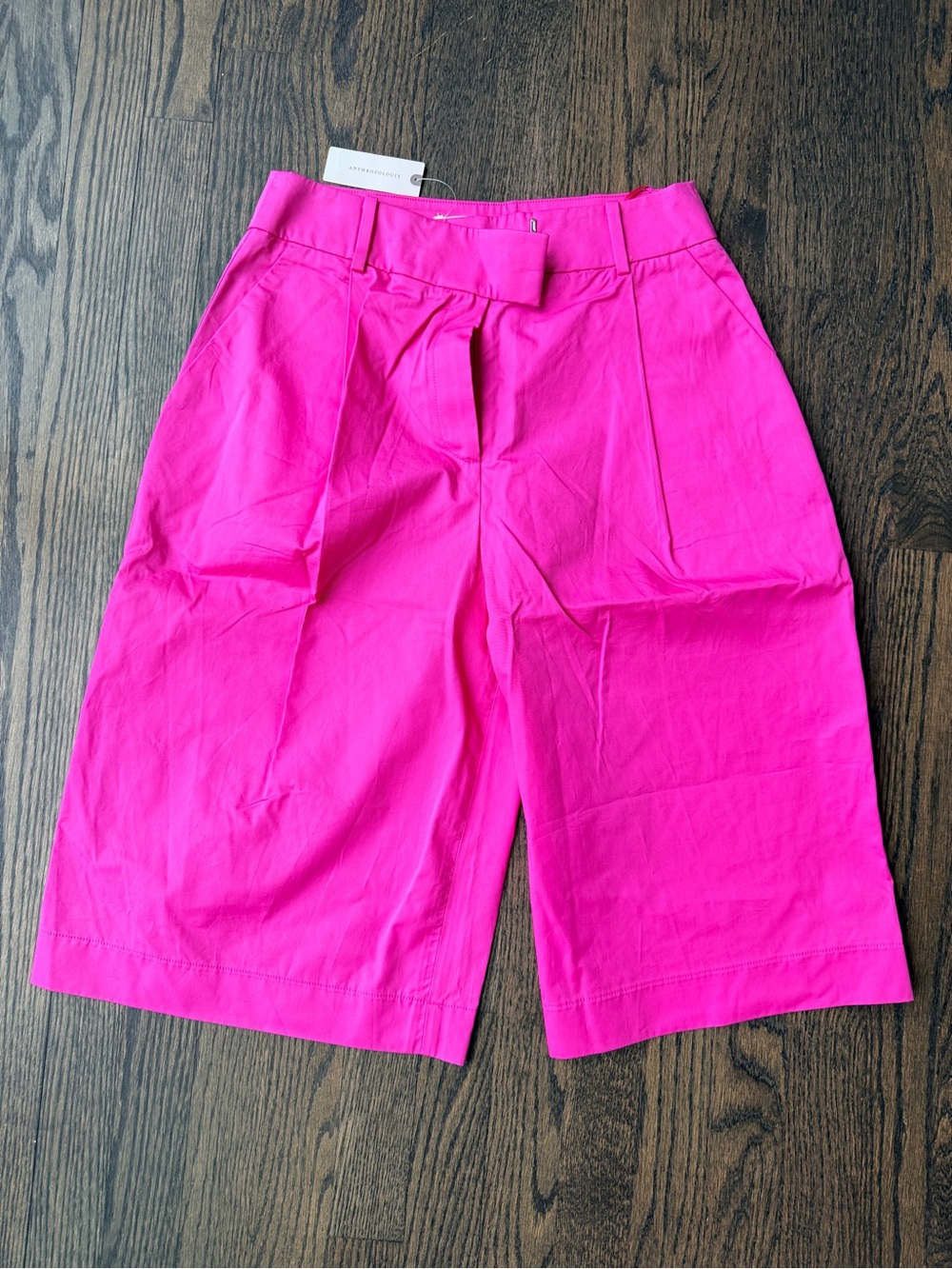 Anthropologie Fuchsia High-Waist Tailored Bermudas